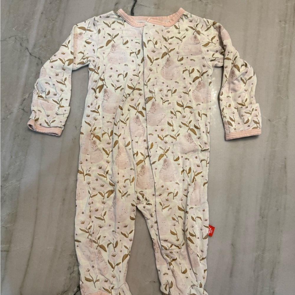 Magnetic Me Pink and Cream Floral Footie